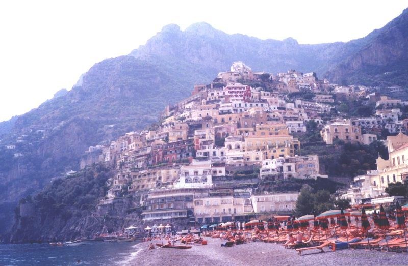 Positano amalfi coast coastline town beach